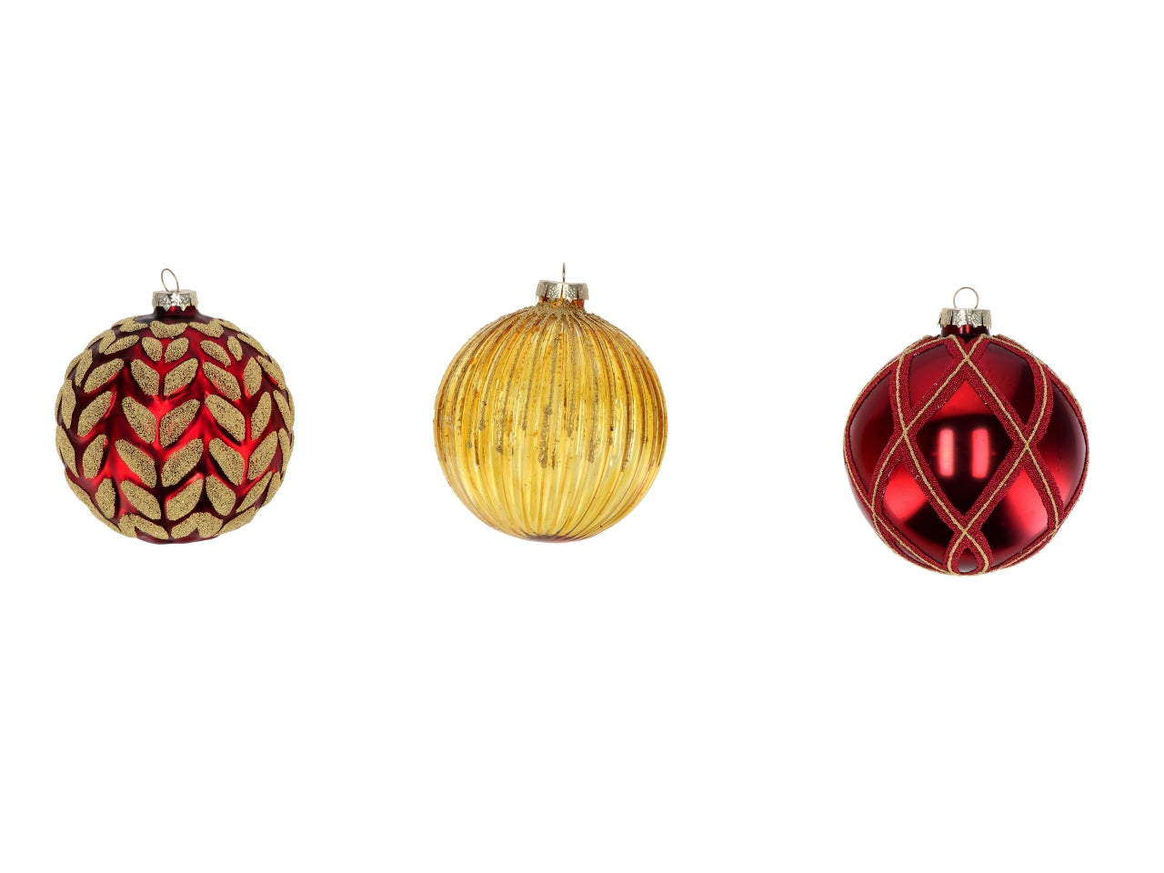 Palle natalizie in vetro rosso d.10cm - assortite