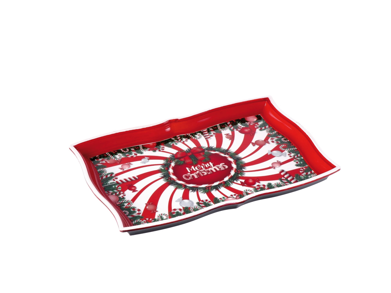 Vassoio rettangolare natalizio in plastica cm35x23xh2 -disponibile in vari assortimenti