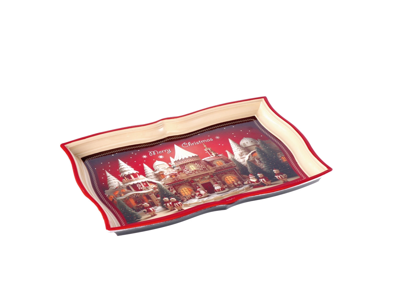 Vassoio rettangolare natalizio in plastica cm35x23xh2 -disponibile in vari assortimenti