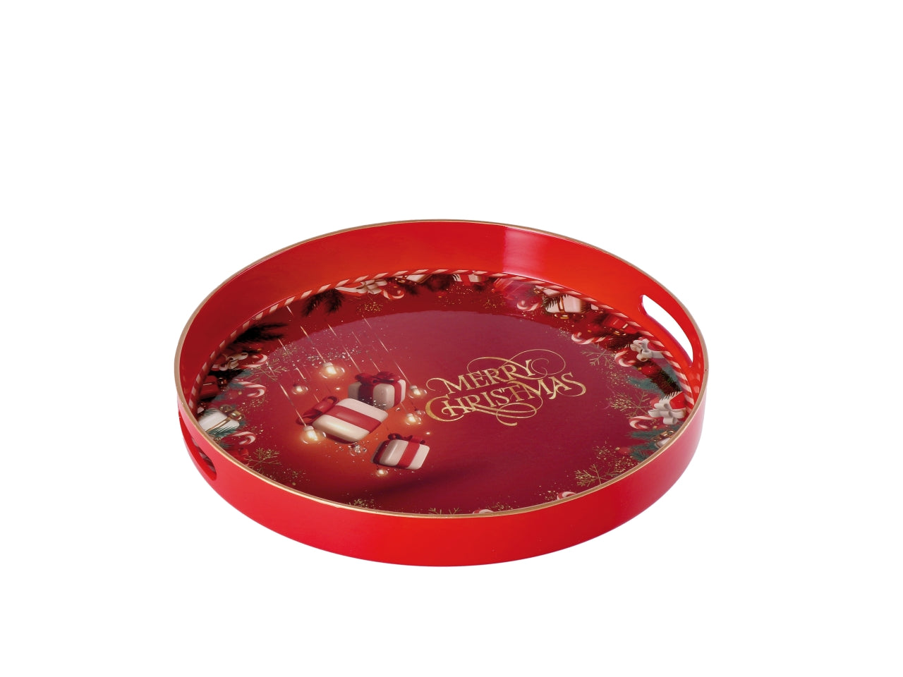 Vassoio tondo natalizio in plastica d.33xh4cm -disponibile in vari assortimenti