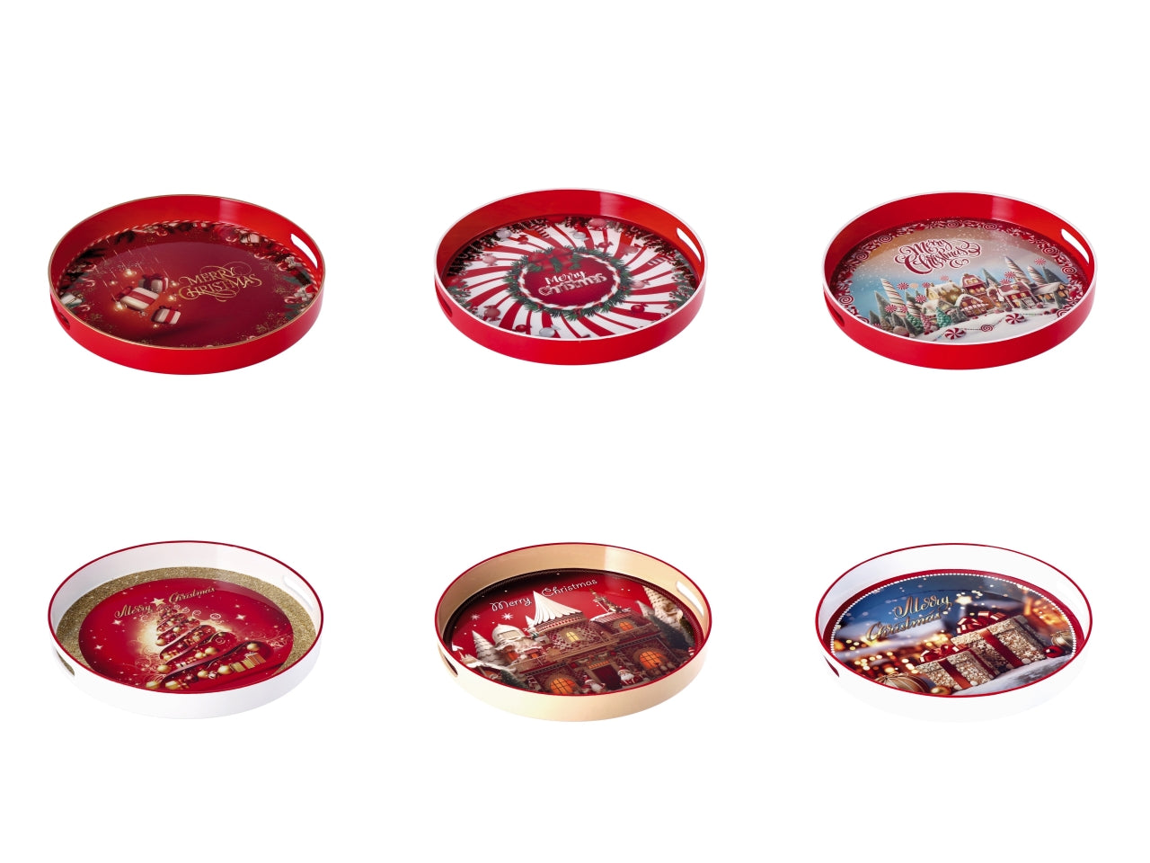 Vassoio tondo natalizio in plastica d.33xh4cm -disponibile in vari assortimenti