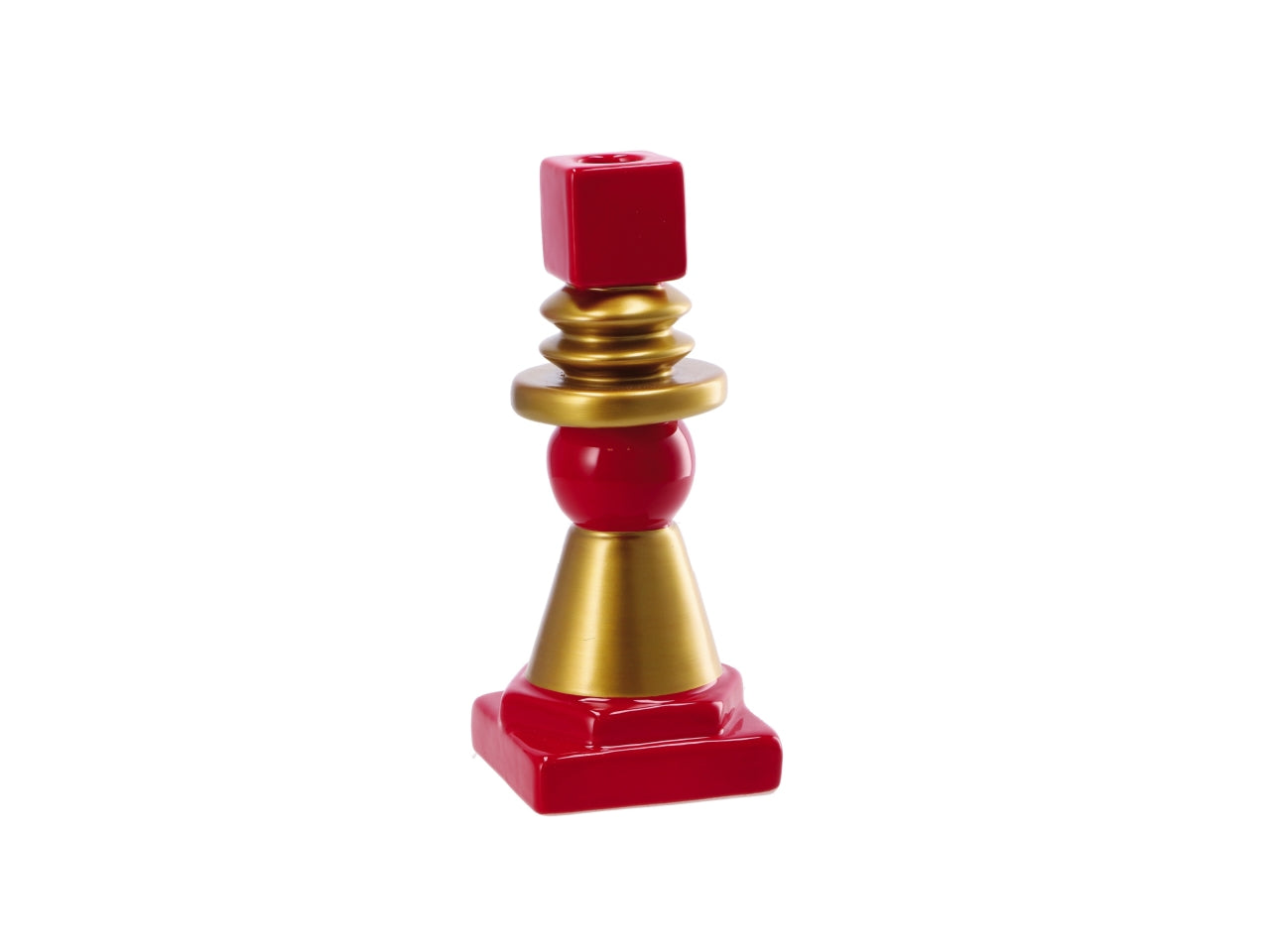 Porta candela natalizio in ceramica d.8xh20,5cm -assortito