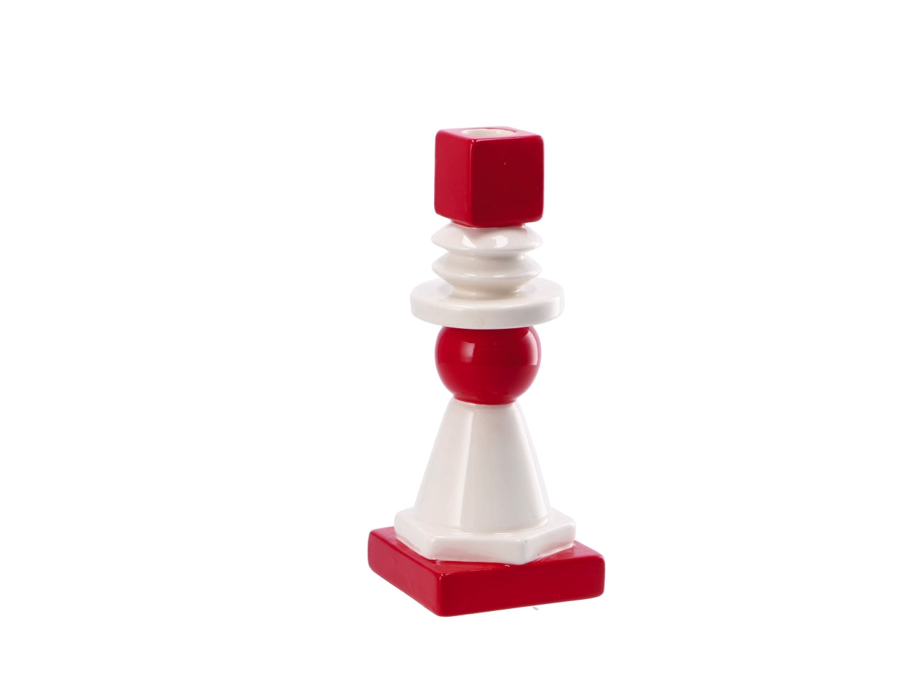 Porta candela natalizio in ceramica d.8xh20,5cm -assortito