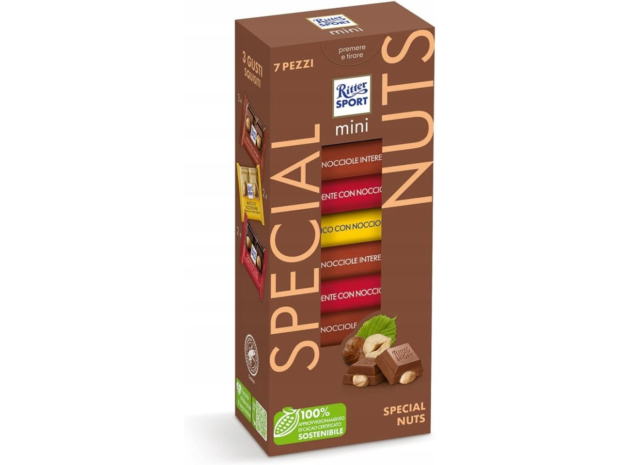 Ritter sport mini tower 116GR special nuts, 7 mini tavolette gusti assortiti