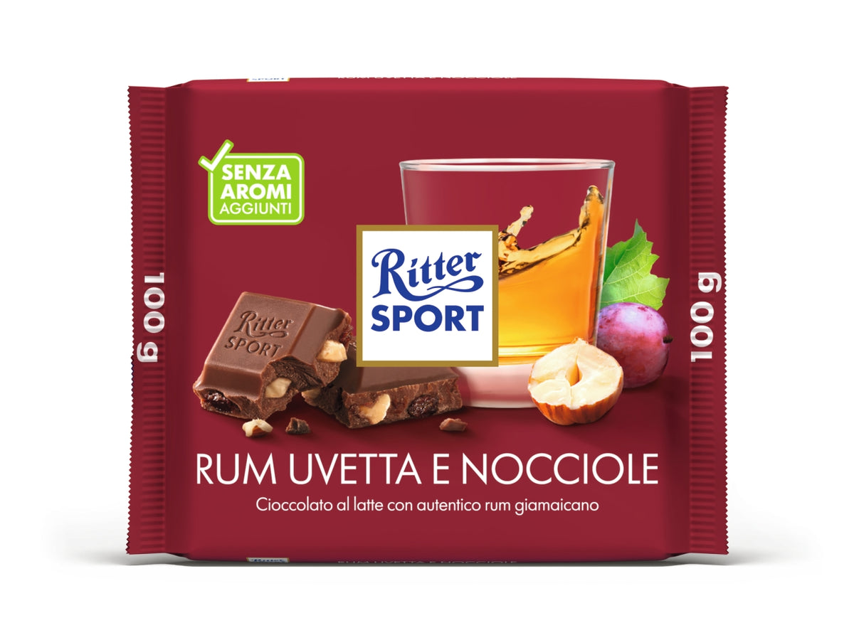 Ritter sport tavoletta 100gr cioccolato rum uva nocciola