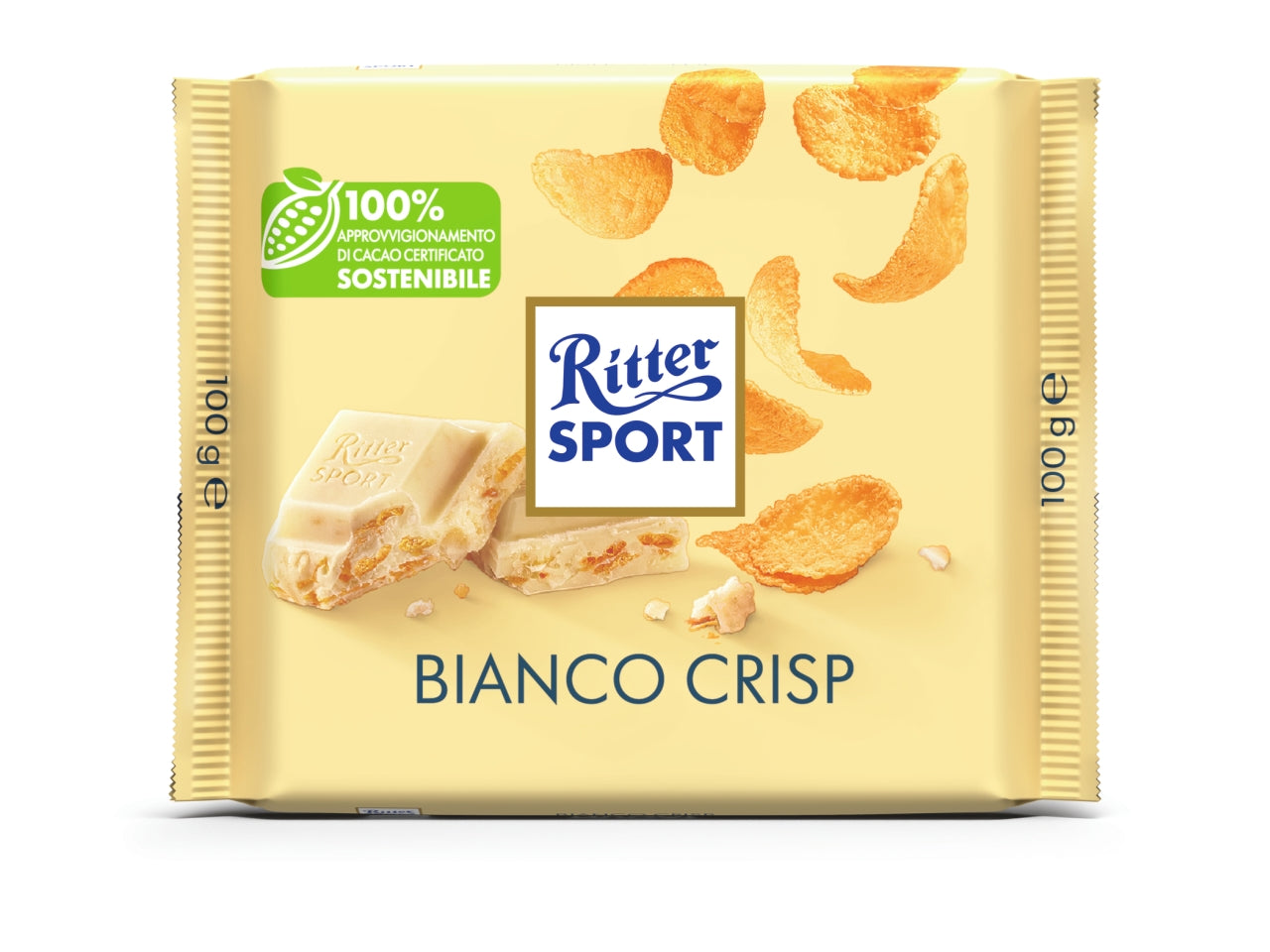 Ritter sport tavoletta 100gr cioccolato bianco e crisp