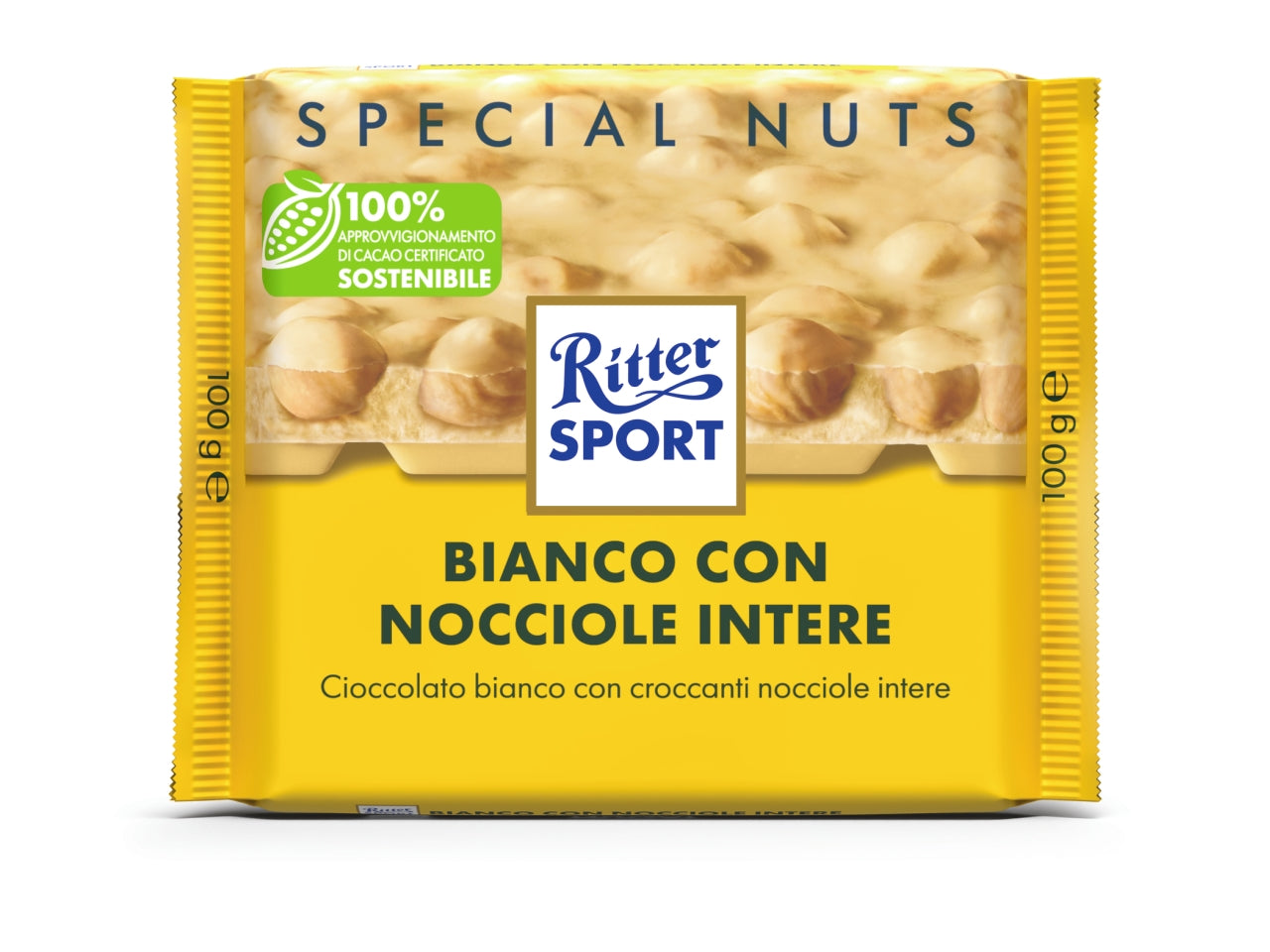 Ritter sport tavoletta 100gr cioccolato bianco con nocciole intere