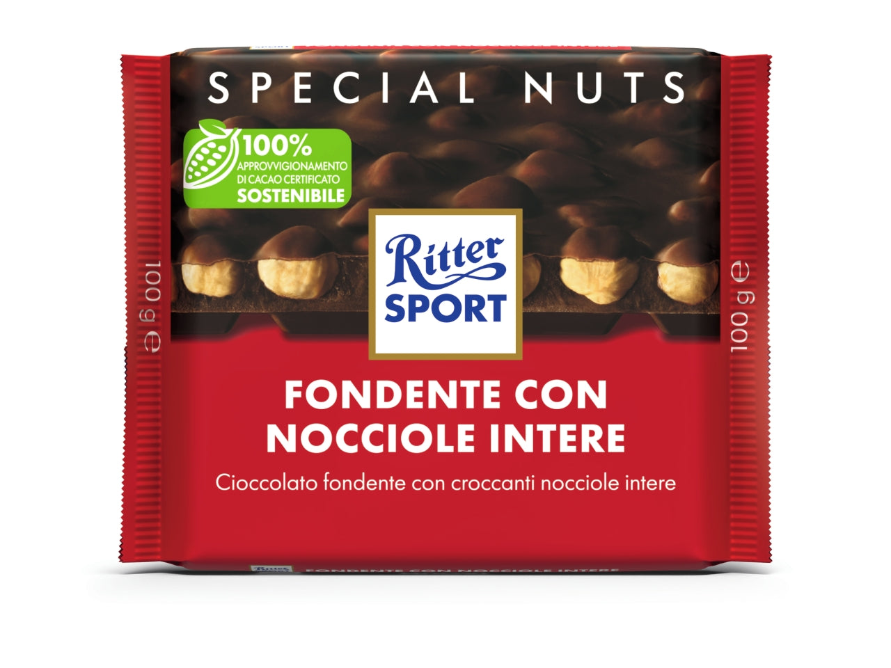 Ritter sport tavoletta 100gr cioccolato fondente con nocciole intere