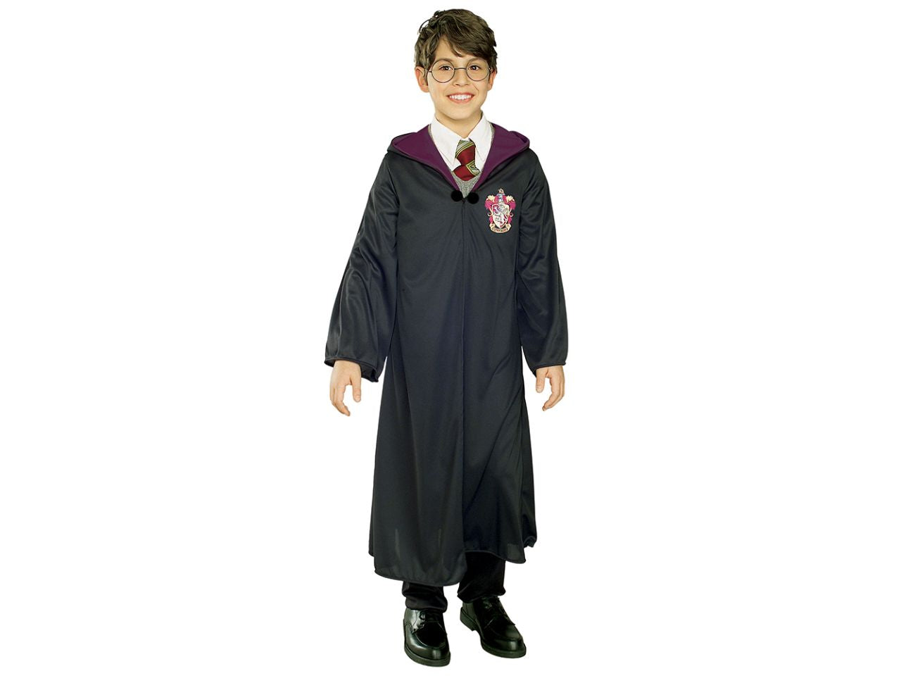 Costume Harry Potter, composto da tunica con cappuccio e spilla taglia M 5-7 anni