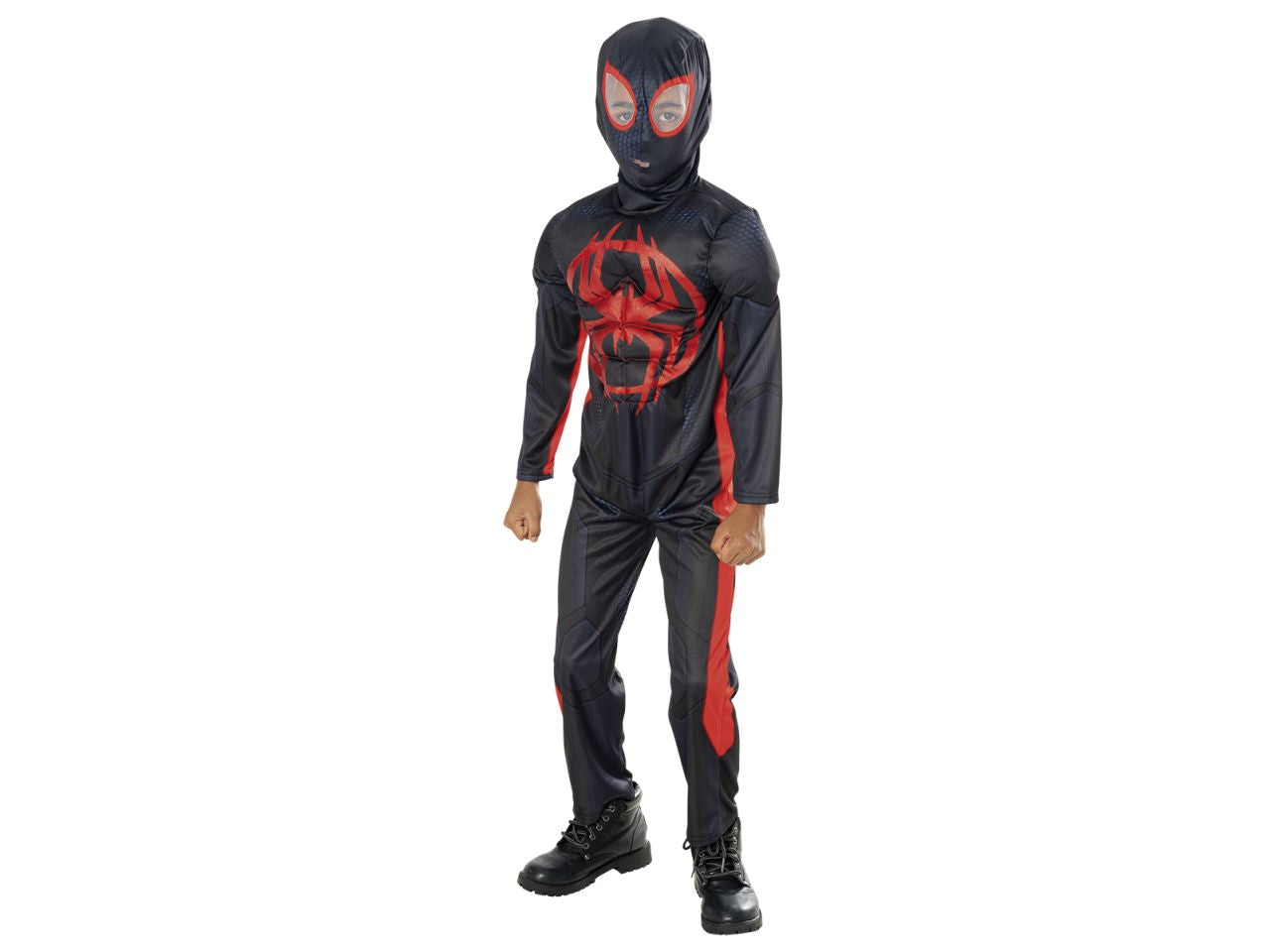 Rubies costume miles morales deluxe taglia xs 5-6 anni - tuta muscolosa con dettagli stampati e copristivali e mascherina in tessuto