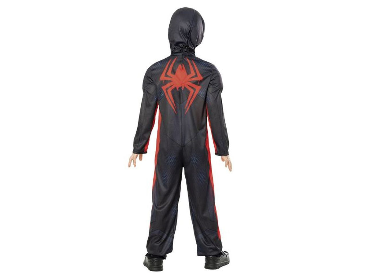 Rubies costume miles morales deluxe taglia xs 5-6 anni - tuta muscolosa con dettagli stampati e copristivali e mascherina in tessuto