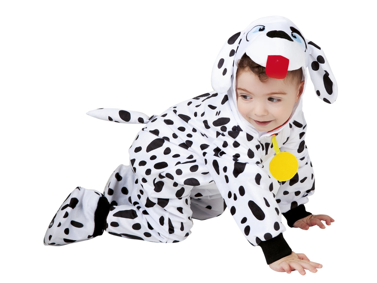 Costume baby dalmata, composto da tuta, cappuccio e coriscarpa taglia 12-18 mesi