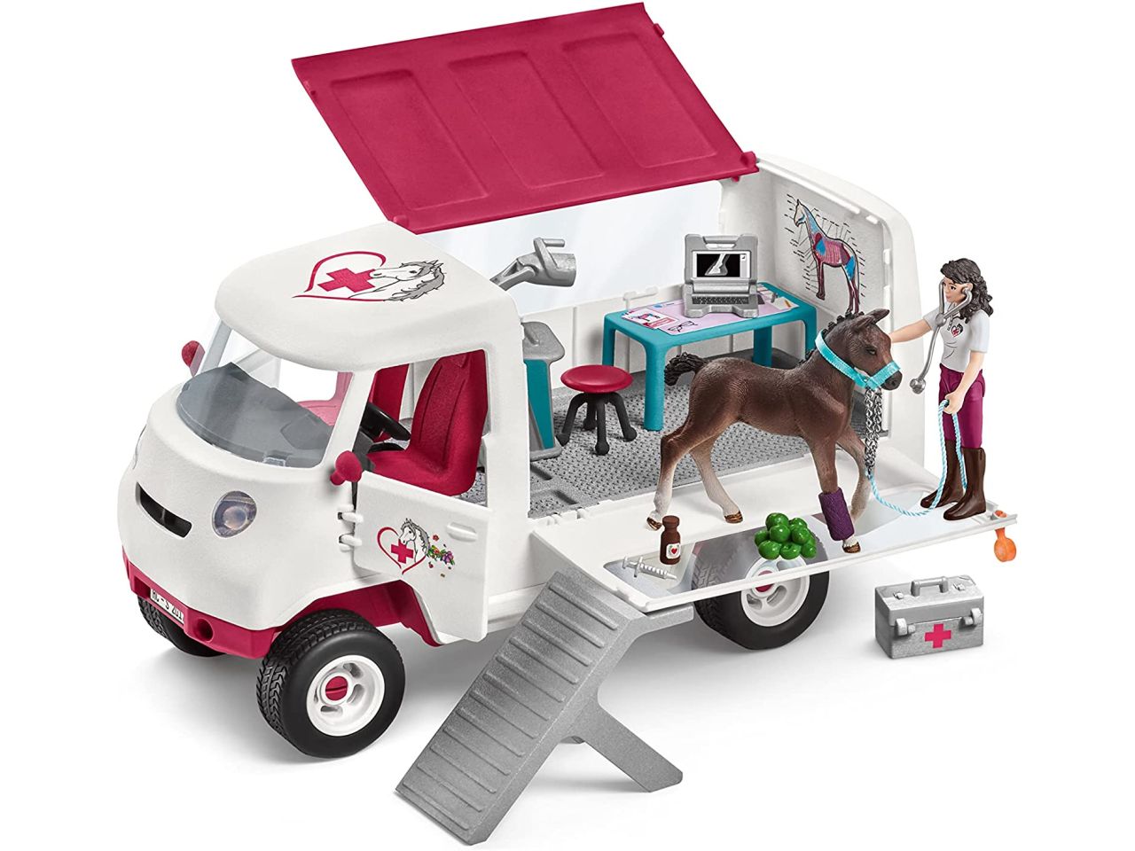 Clinica mobile vetrinaria con puledro e accessori