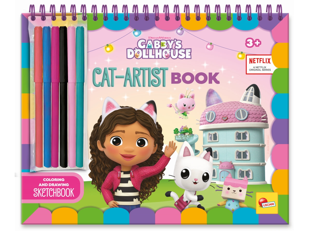 Libro Prescolare con Licenza Gabby's Dollhouse Sketchbook Gab-Tastic Book Color and Draw - Multicolor, per Bambini da 3 Anni, Lisciani
