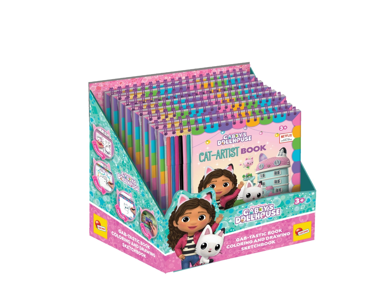 Libro Prescolare con Licenza Gabby's Dollhouse Sketchbook Gab-Tastic Book Color and Draw - Multicolor, per Bambini da 3 Anni, Lisciani
