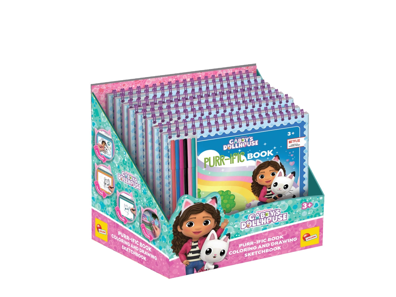 Libro Prescolare con Licenza Gabby's Dollhouse Sketchbook Purr-ific Book Color and Draw - Multicolor, per Bambini da 3 Anni, Lisciani