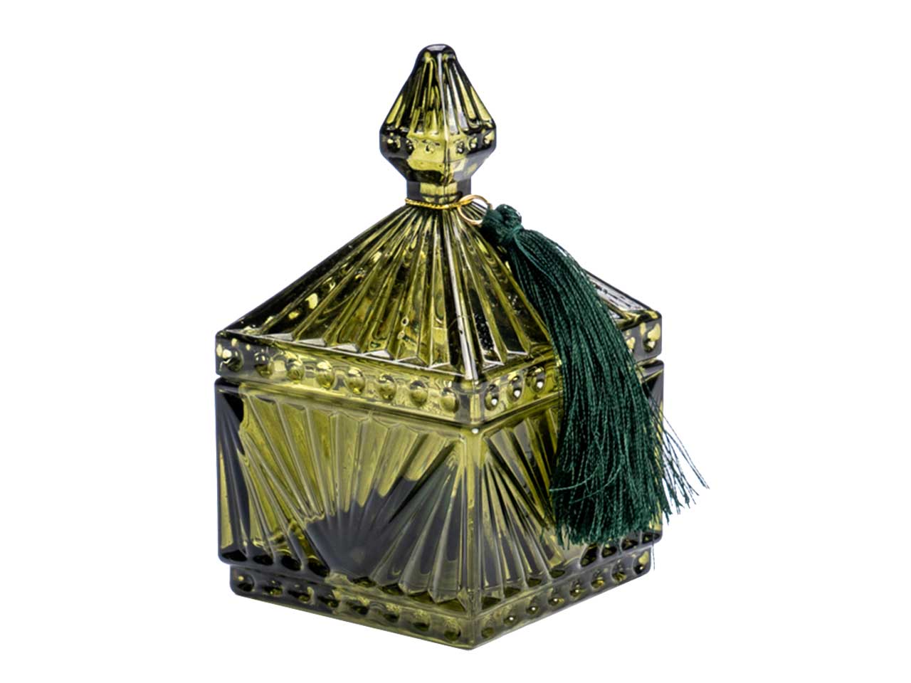 Cofanetto in vetro verde classico con pendaglio 6,4x11 cm - Silani