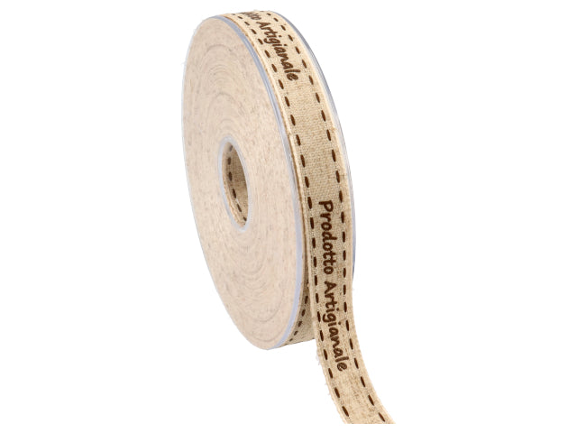 Nastro prodotto artigianale in lino 15mmx20mt panna