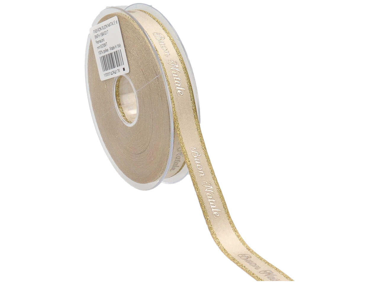 Nastro fashion buon natale st.ser.lam. oro 15mmx20mt panna/oro