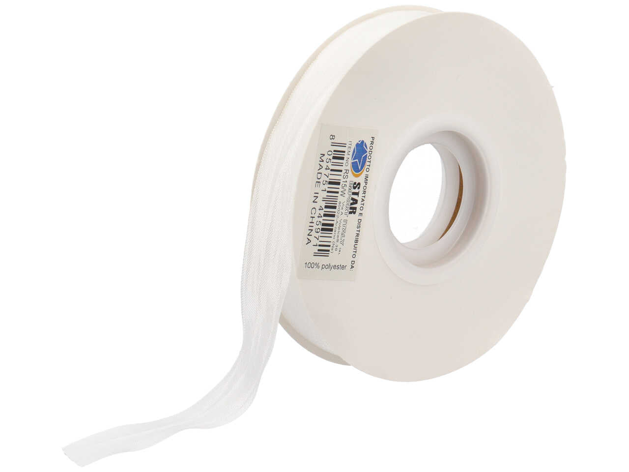 Satin arricciato bianco 15mmx50m
