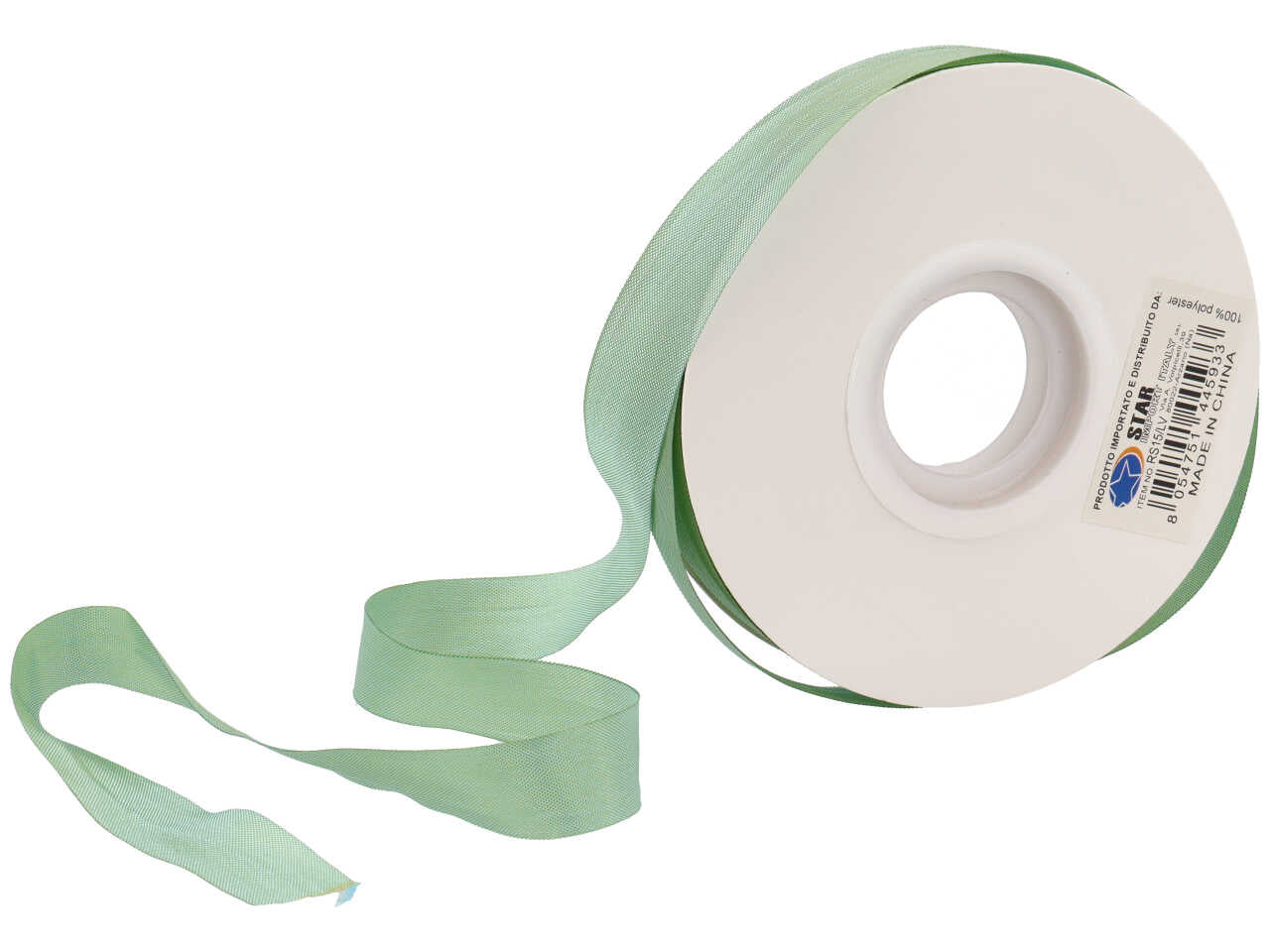 Satin arricciato verde salvia 15mmx50m