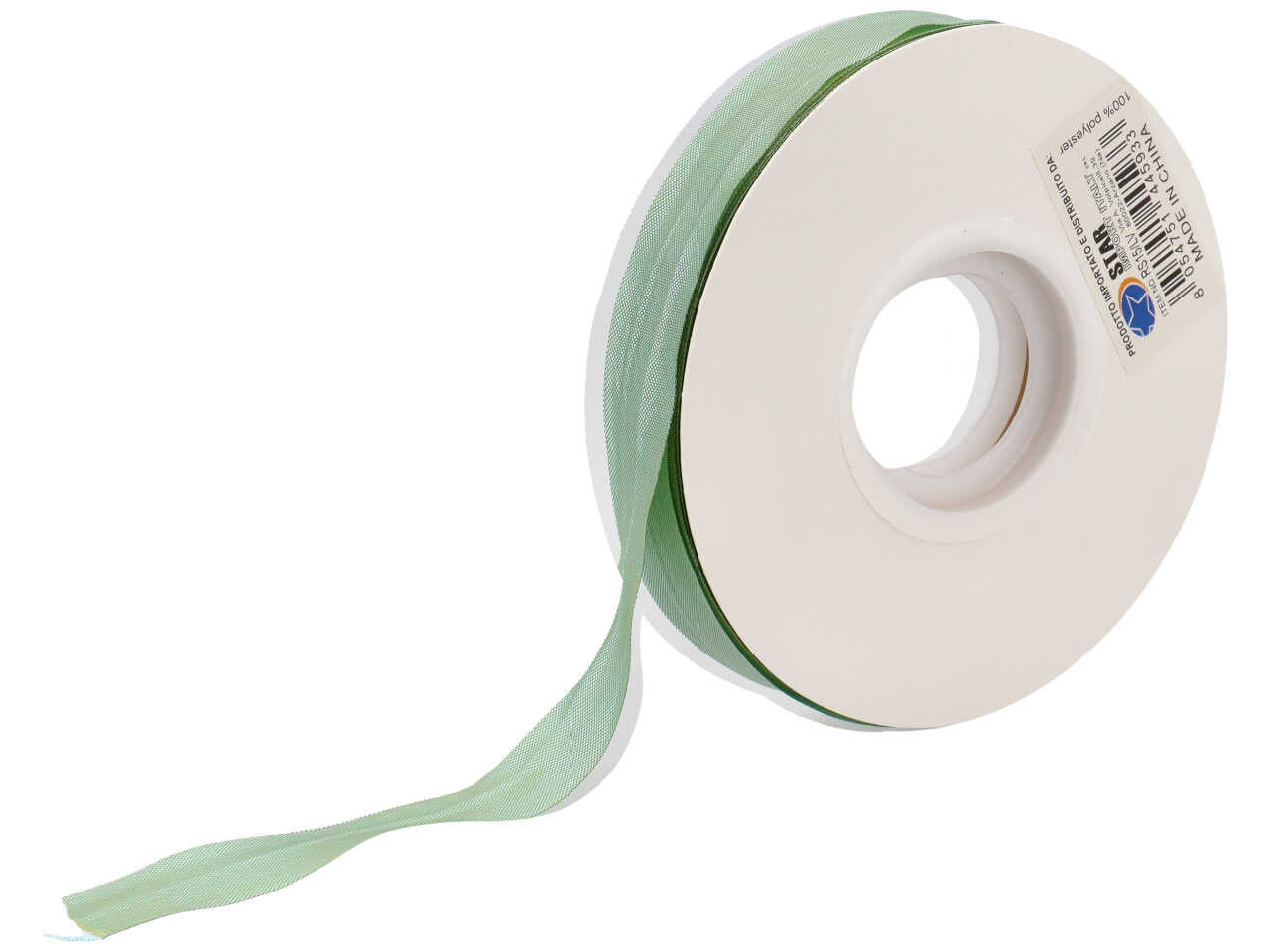 Satin arricciato verde salvia 15mmx50m