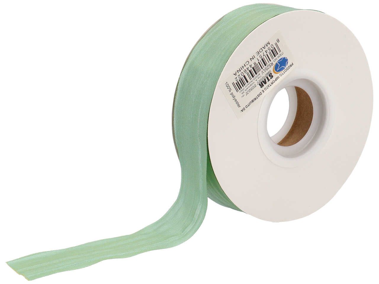 Satin arricciato verde salvia 25mmx50m