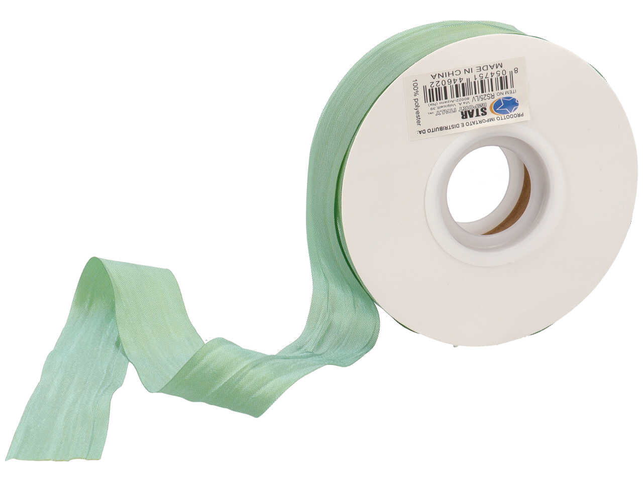 Satin arricciato verde salvia 25mmx50m
