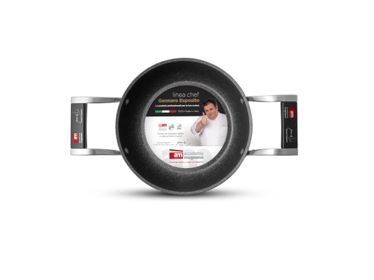 Tegame chef con 2 maniglie e coperchio in vetro per induzione 28cm