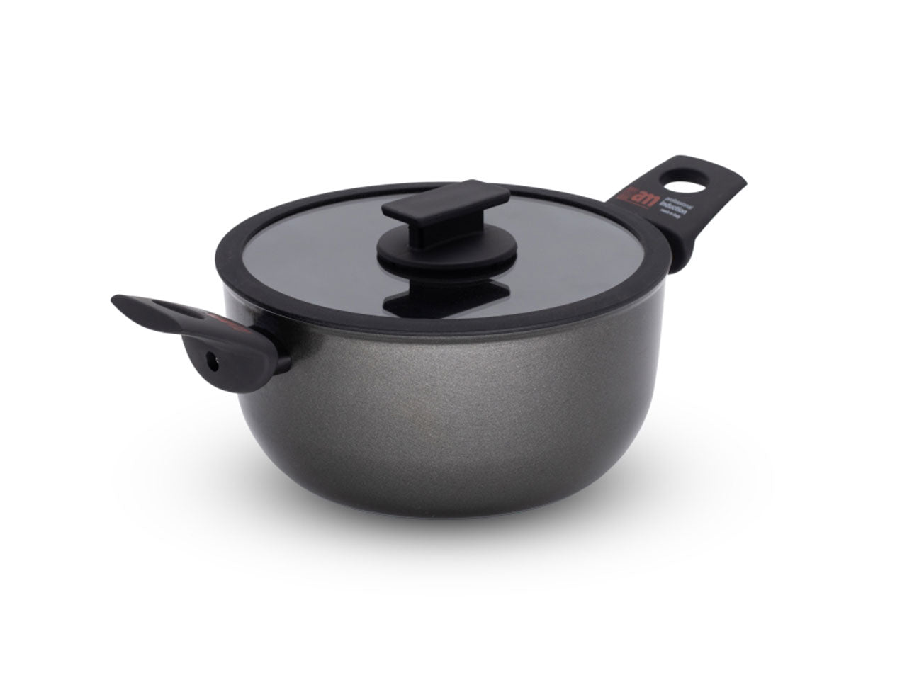Casseruola in alluminio, antiaderente per induzione con coperchio, Fortezza Protection, 22 cm, Made in Italy - Accademia Mugnano
