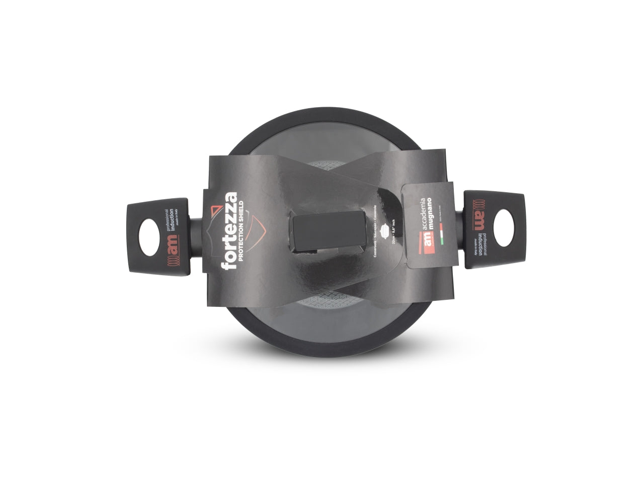 Casseruola in alluminio, antiaderente per induzione con coperchio, Fortezza Protection, 22 cm, Made in Italy - Accademia Mugnano