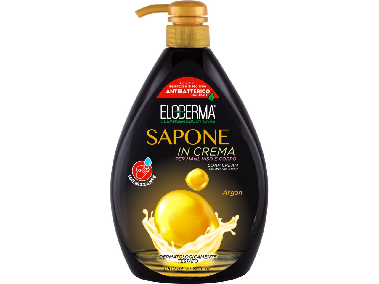 Eloderma Sapone in Crema con Olio di Argan e Tea Tree 1000ml - Idratazione Delicata per Pelle Sensibile, Ideale per Mani, Viso e Corpo $