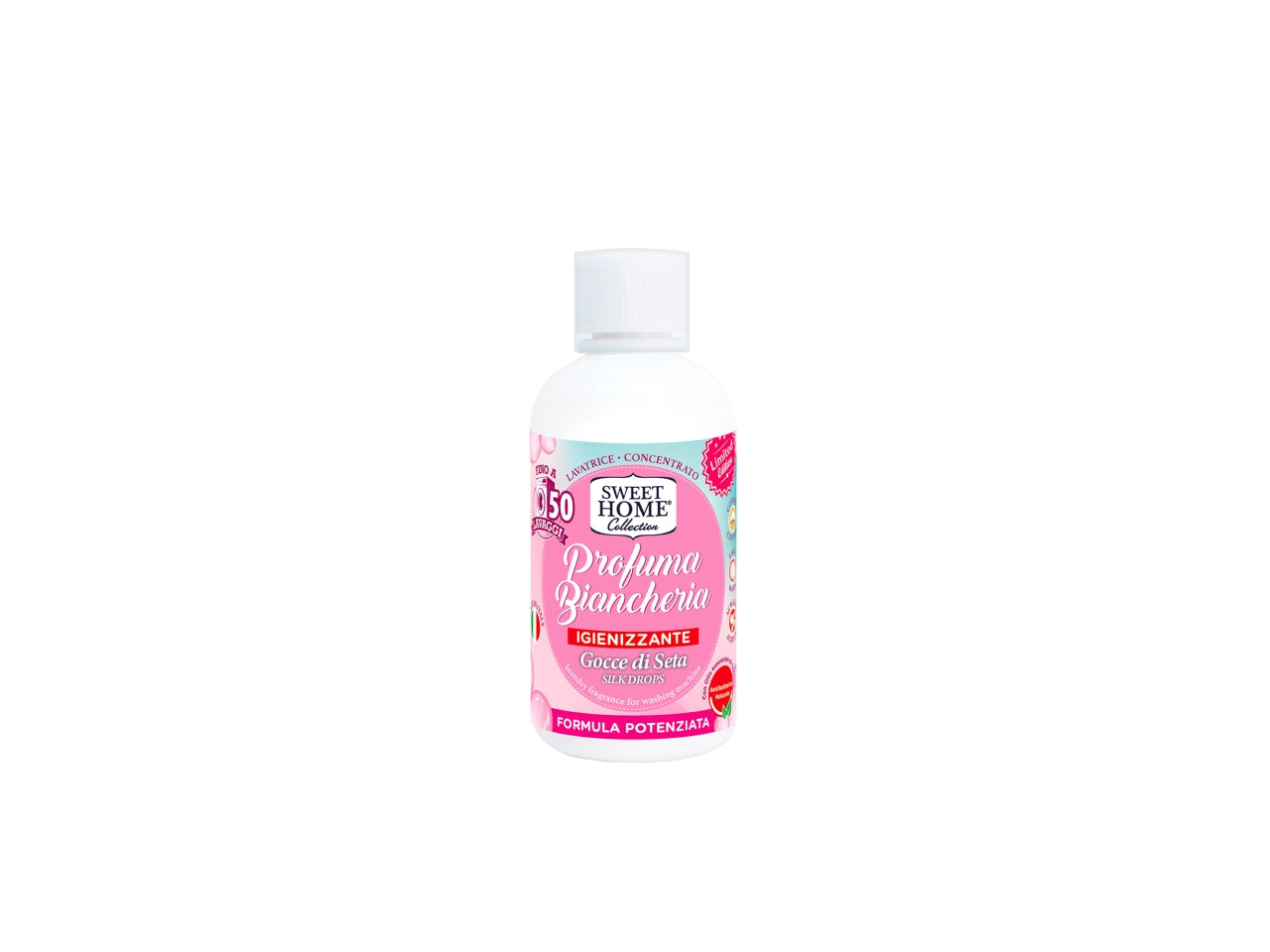 Profuma biancheria Sweet Home Plus, igienizzante, gocce di seta, 250ml, 35 lavaggi per lavatrice $
