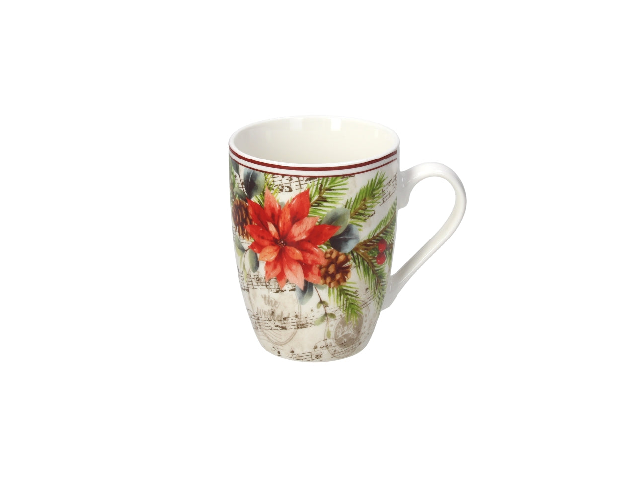 Tazza mug natalizia in new bone china fantasia floreale 350cc, 11x8 cm - Tognana