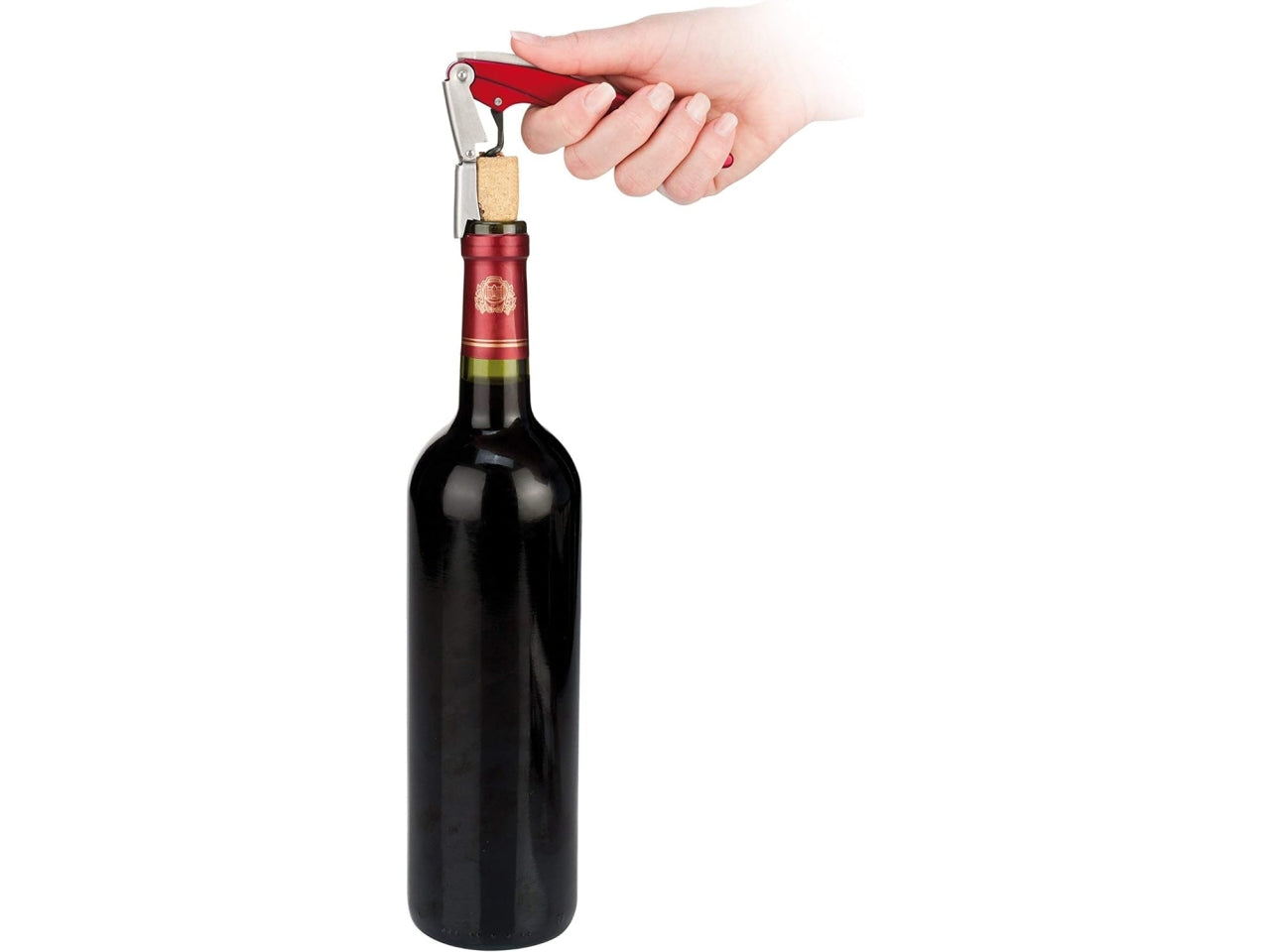 Cavatappi Cameriere 2 Leve in metallo rosso Tescoma Uno vino