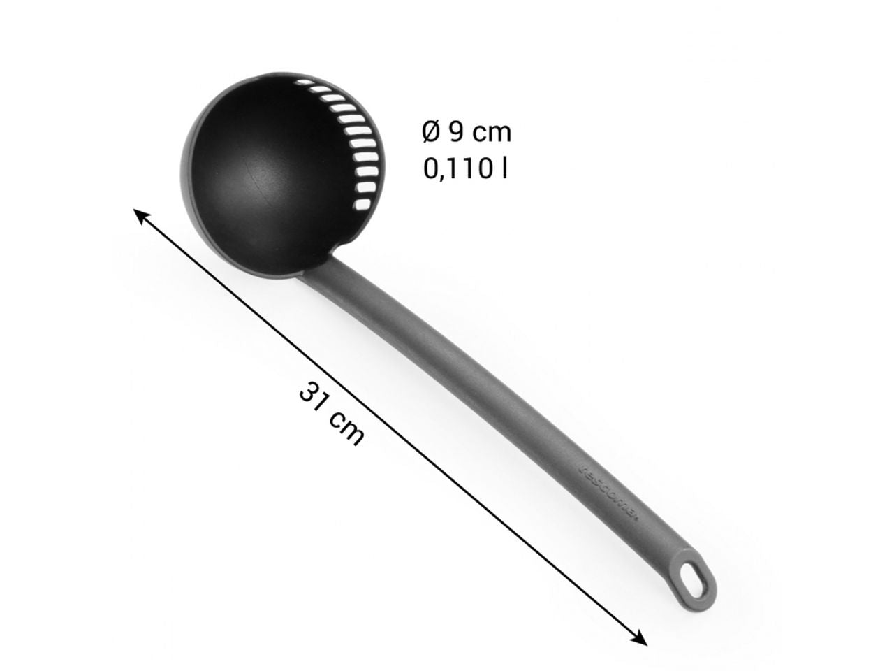 Mestolo scolatutto in nylon nero 31 cm Tescoma Space