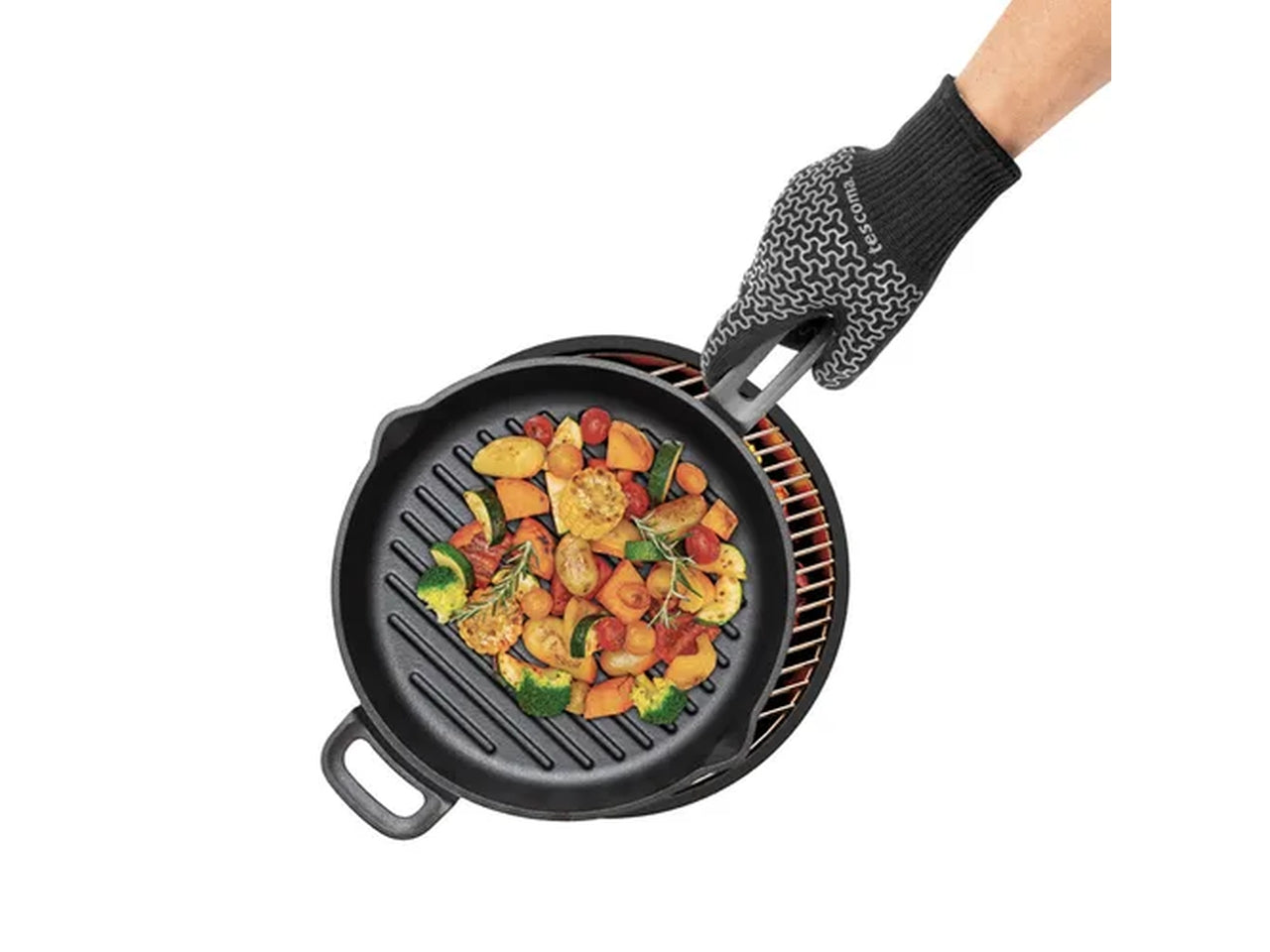 Guanto da forno e barbecue Grand Chef in cotone e silicone nero taglia l/xl, 19,5x30 cm - Tescoma