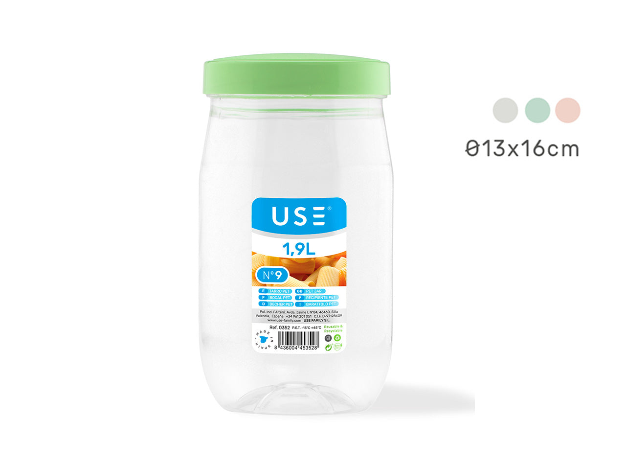 Contenitore da 1,9l in pet pastello