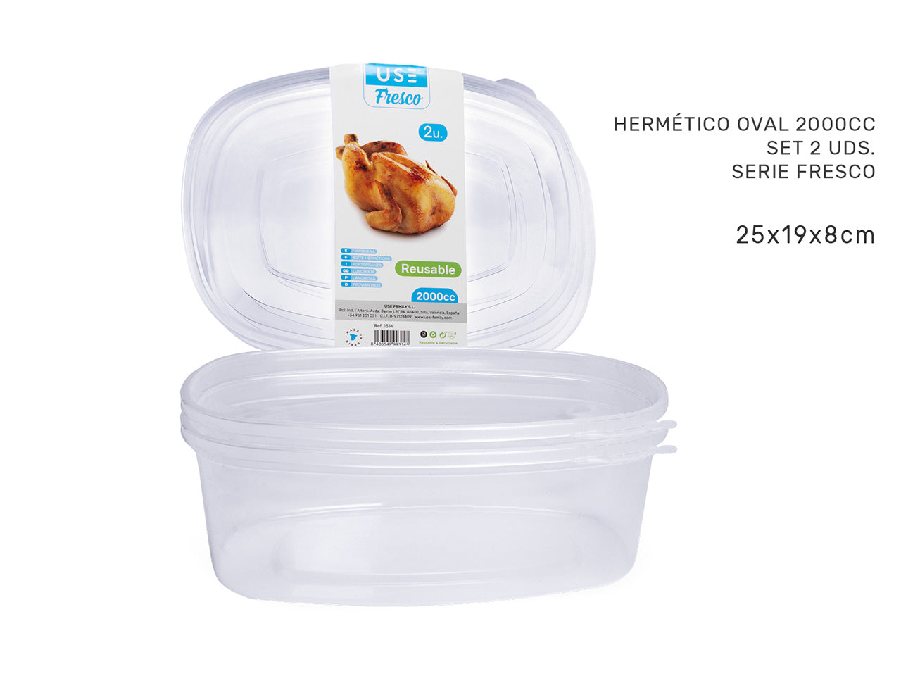 Contenitore ermetico ovale 2000cc set 2 unitÃ  serie fresco