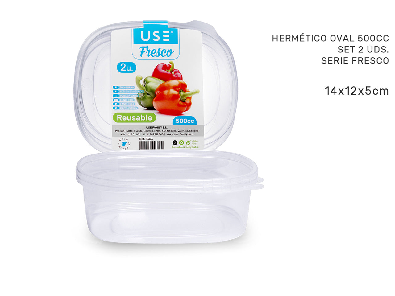 Contenitore ermetico ovale 500cc set 2 unitÃ  serie fresco