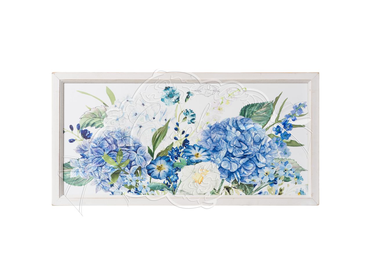 Quadro ortensie cornice bianca 40x80cm in 2 assortimenti