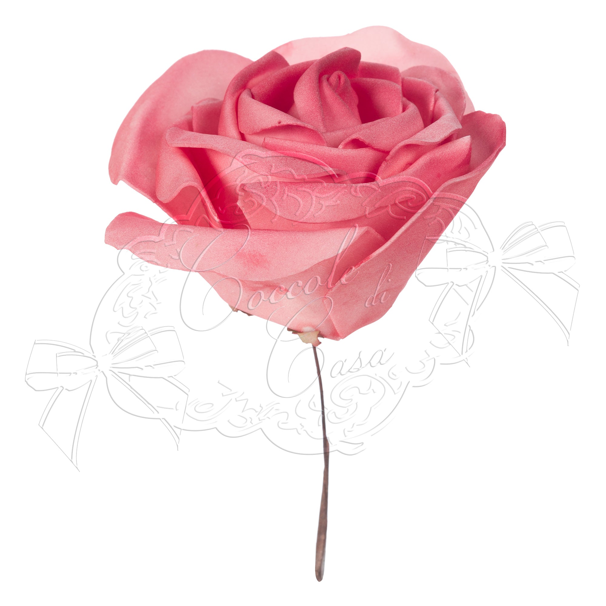 Rose color corallo d.12xh.16cm - la confezione contiene 6 rose