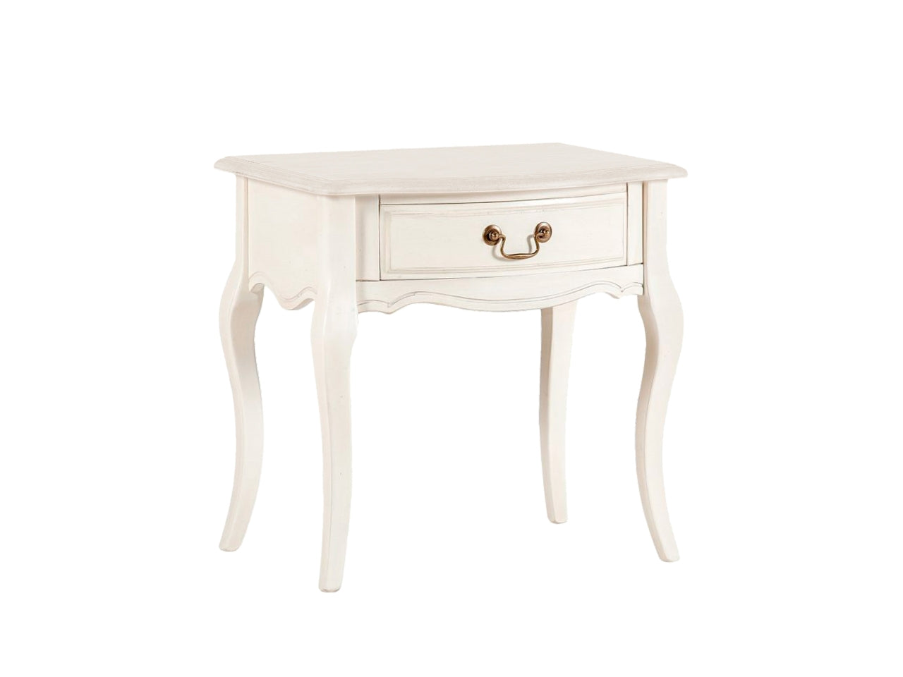 Comodino shabby chic in legno di betulla panna, 55x40x54cm - Coccole di casa