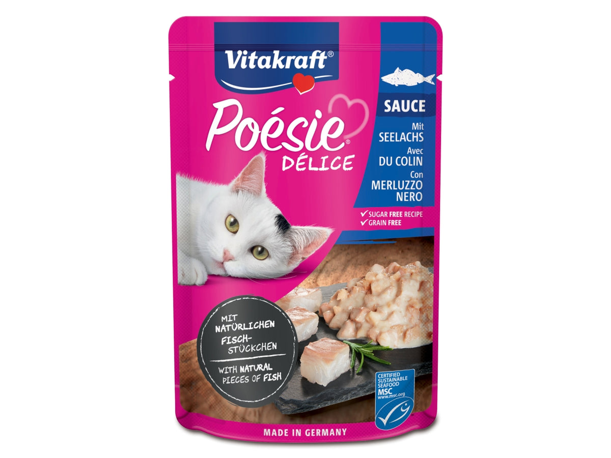 PoÃ©sie dÃ©lisauce merluzzo nero 85gr alimento umido per gatti