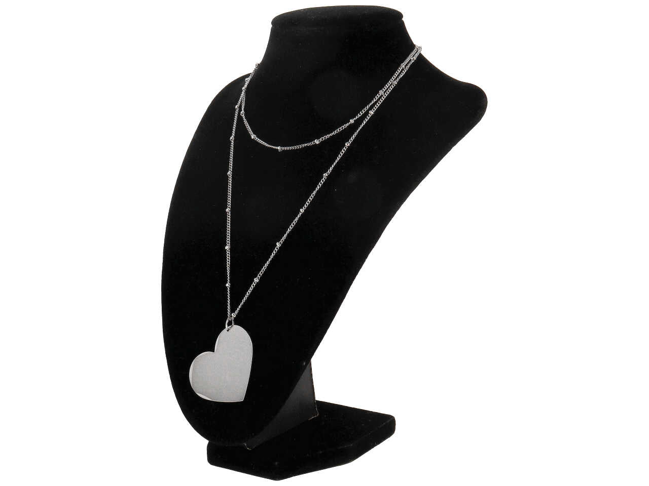 Collana acciaio cuore storto pieno