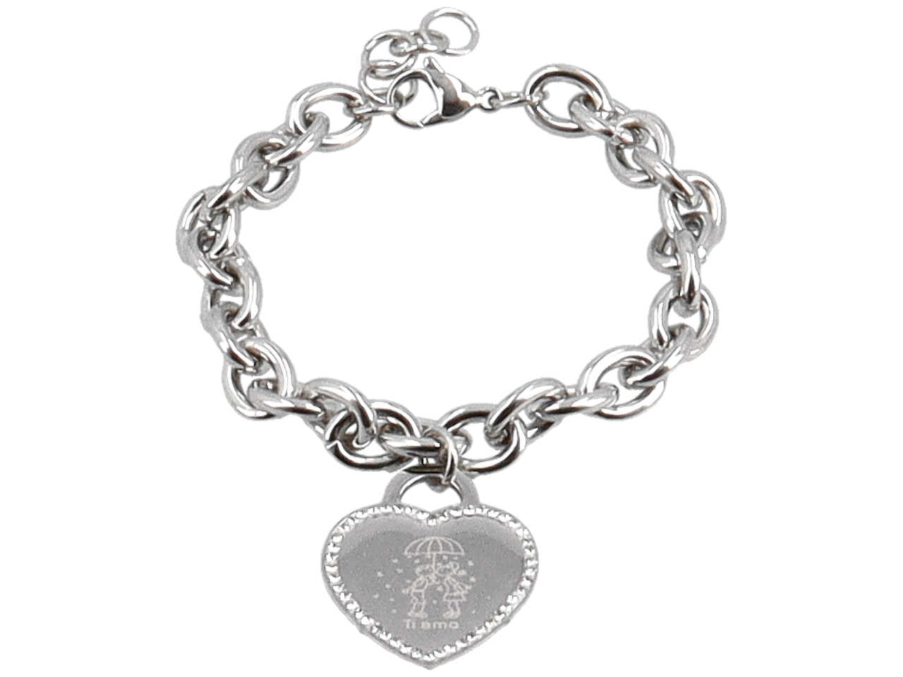 Bracciale catena cuore ombrello ti amo