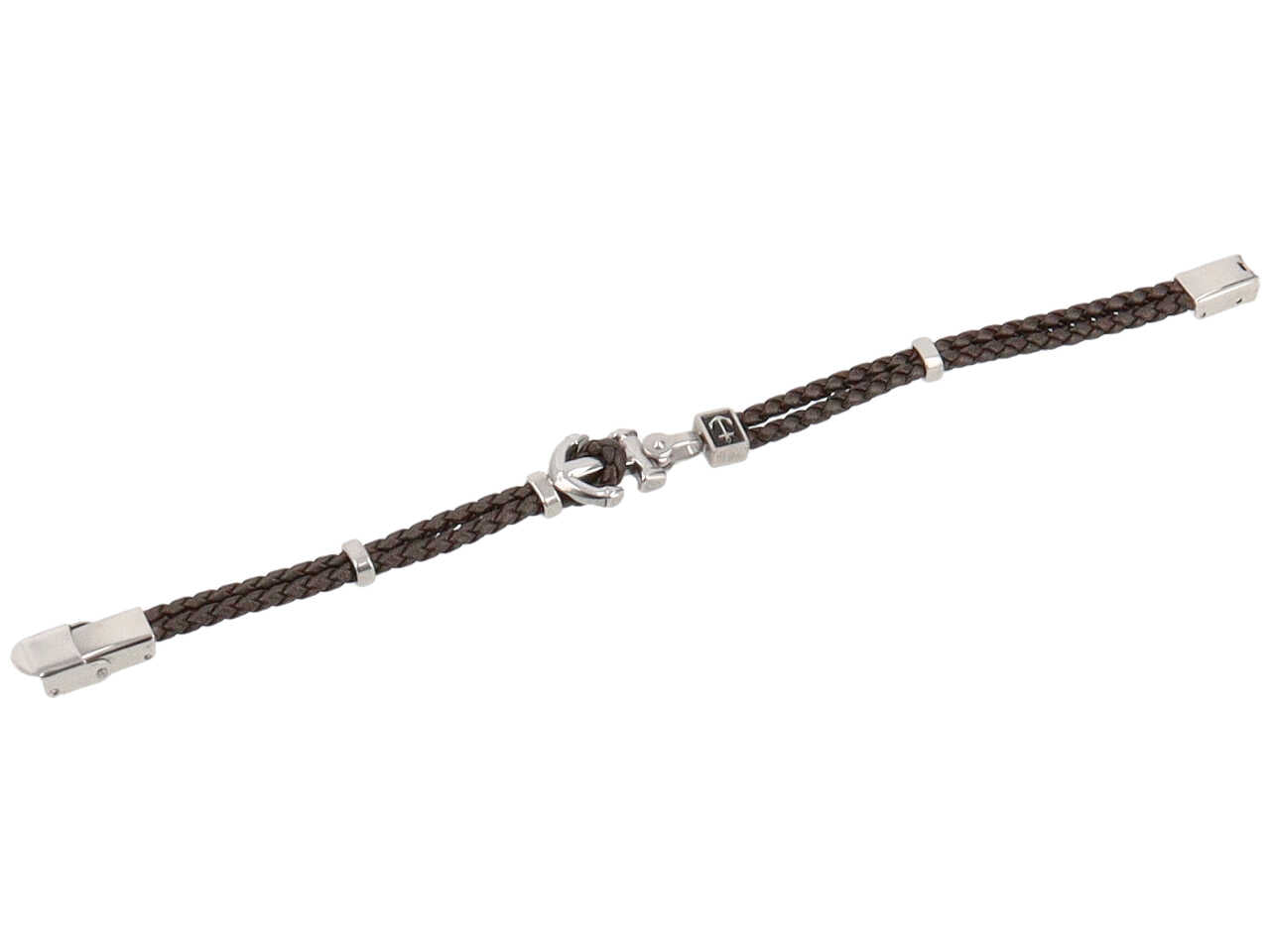 Bracciale con  2 trecce p.u. ancora quadrata