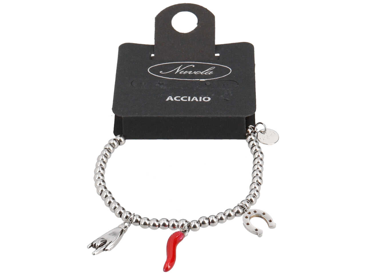 Bracciale sfere con corno e mano ferro
