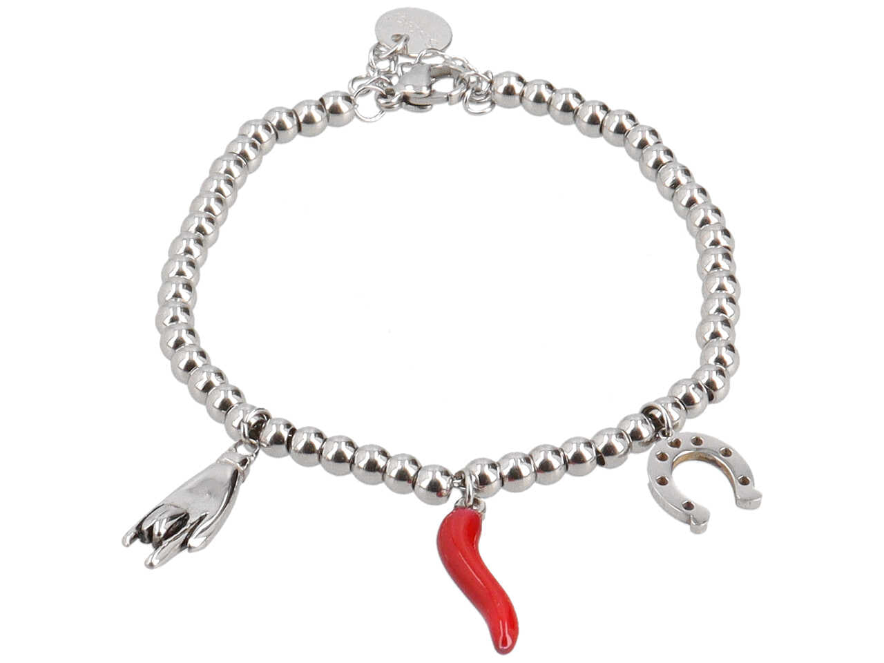 Bracciale sfere con corno e mano ferro