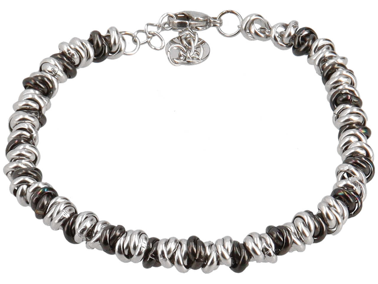 Bracciale in acciaio con rondelle acciaio e nere